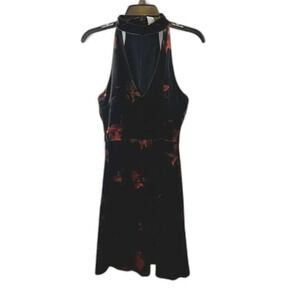 Venus Black Velvet‎ Floral Keyhole Neck Sleeveless Dress Size Small